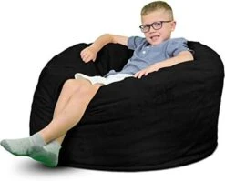 ULTIMATE SACK 3000 (3 Ft.) Bean Bag Chair: Giant Foam-Filled Furniture - Machine Washable Covers, Durable Inner Liner, 100% Virgin Foam. Comfy Bean Bag Chair. (Electric Blue, Suede) -Songmics Furniture Shop 41IKSa 2vYL. AC