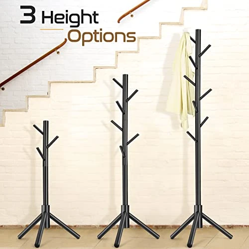 WANGMUXIA High-Grade Wooden Coat Rack, Freestanding Coat Rack With 8 Hooks And 3 Adjustable Size Tree Coat Racks For Bedroom, Hallway, Entrance, Office, For Hats, Coats, Scarves, Handbags 3 WANGMUXIA High-Grade Wooden Coat Rack, Freestanding Coat Rack With 8 Hooks And 3 Adjustable Size Tree Coat Racks For Bedroom, Hallway, Entrance, Office, For Hats, Coats, Scarves, Handbags - Image 3