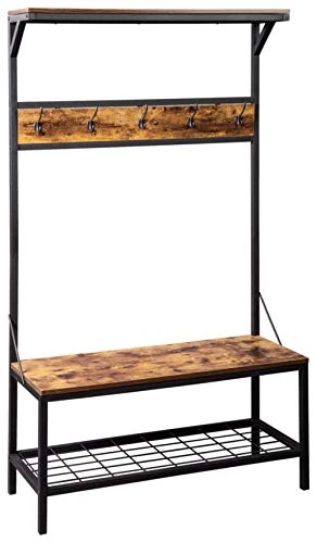 Signature Design By Ashley Bevinfield Hall Tree With Storage Bench, Antique Brown & Black 1 Signature Design By Ashley Bevinfield Hall Tree With Storage Bench, Antique Brown & Black