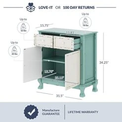 BELLEZE Rustic 32 Inch Wood Entryway Sideboard Cabinet, Antique Farmhouse Vintage Traditional Accent Storage Chest, Two Tone Living Room Decor - Abbey (Sea Foam Green) 6 BELLEZE Rustic 32 Inch Wood Entryway Sideboard Cabinet, Antique Farmhouse Vintage Traditional Accent Storage Chest, Two Tone Living Room Decor - Abbey (Sea Foam Green) -Songmics Furniture Shop 41IRtDaa8DL