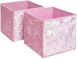 OHS Pack Of 2 Crushed Velvet Storage Boxes Set Home Bathroom Collapsible Foldable Toys Pop Up Folding Cube Box, Blush Pink -Songmics Furniture Shop 41ISc17YFL. AC