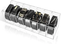 Acrylic Belt Organizer， Belt Container Storage Holder,5 Compartments Clear Belt Tie Display Case For Closet And Drawer -Songmics Furniture Shop 41ITpVEakML. AC