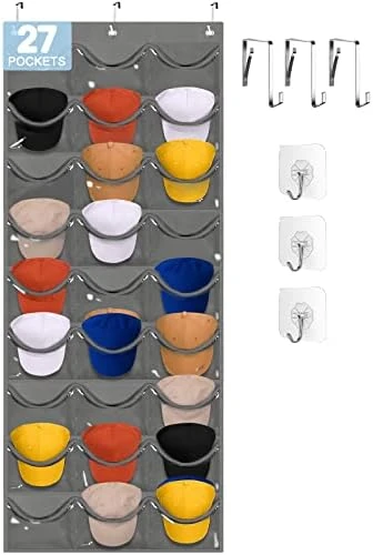Owkjar 27 Large Pockets Hat Organizer For Baseball Caps,Hat Rack With 6 Hooks Over The Door Or Wall Multiple Caps Display Storage Racks,Hat Holder Organizer For Golf Sports Caps Organization 7 Owkjar 27 Large Pockets Hat Organizer For Baseball Caps,Hat Rack With 6 Hooks Over The Door Or Wall Multiple Caps Display Storage Racks,Hat Holder Organizer For Golf Sports Caps Organization - Image 7