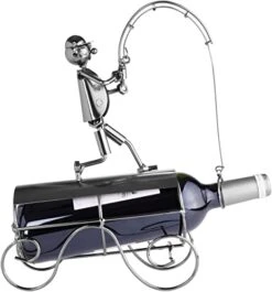 BRUBAKER Wine Bottle Holder 'Fisherman Catching Fish' - Table Top Metal Sculpture - With Greeting Card -Songmics Furniture Shop 41IUUiCornL