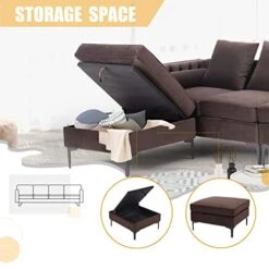 HOMREST Dutch Velvet 4-Seat Sectional Sleeper Sofa Set With Storage Ottoman, L-Shaped Couch Bed For Living Room Coffee 9 HOMREST Dutch Velvet 4-Seat Sectional Sleeper Sofa Set With Storage Ottoman, L-Shaped Couch Bed For Living Room Coffee -Songmics Furniture Shop 41IXvXO7sgL
