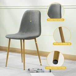 Bacyion 47" Dining Table Set For 4-5 Piece Kitchen Table And Chair, Rectangle Tempered Glass Table With 4 Faux Leather Side Chairs, Modern Dining Room Table Set For Dining Room, Kitchen, Deep Grey -Songmics Furniture Shop 41Ia1ZubBSL