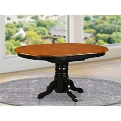East West Furniture Dinner KET-BLK-TP Mid Century Dining Table With Cherry Oval Tabletop And 60 X 42 X 30-Black Finish
