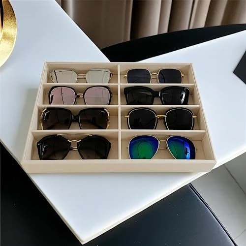 Large Beige Premium Quality Velvet Glasses Box Tray Stackable Practical Trade Show Home Use Jewelry Display Organizer 4 Large Beige Premium Quality Velvet Glasses Box Tray Stackable Practical Trade Show Home Use Jewelry Display Organizer - Image 4