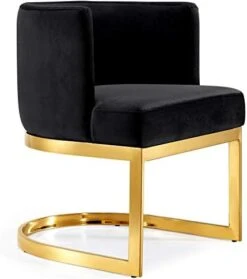 Meridian Furniture Gianna Collection Modern | Contemporary Velvet Upholstered Dining Chair With Polished Gold Metal Frame, 24" W X 22" D X 29.5" H, Black 18 Meridian Furniture Gianna Collection Modern | Contemporary Velvet Upholstered Dining Chair With Polished Gold Metal Frame, 24" W X 22" D X 29.5" H, Black -Songmics Furniture Shop 41IiMDHzlKL. AC