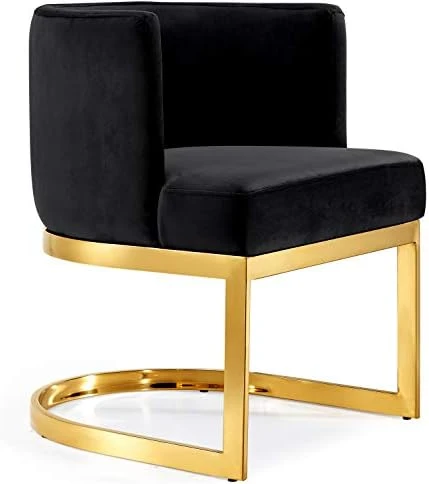 Meridian Furniture Gianna Collection Modern | Contemporary Velvet Upholstered Dining Chair With Polished Gold Metal Frame, 24" W X 22" D X 29.5" H, Black 7 Meridian Furniture Gianna Collection Modern | Contemporary Velvet Upholstered Dining Chair With Polished Gold Metal Frame, 24" W X 22" D X 29.5" H, Black - Image 7