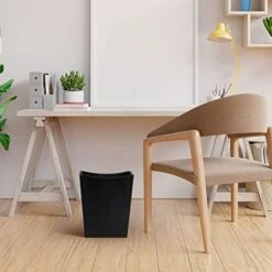 MOOACE Bamboo Trash Can Wastebasket, 2 Gallon Small Garbage Can Waste Basket Recycling Bin Container For Bedroom, Bathroom, Kitchen, Office, Black -Songmics Furniture Shop 41Ijugth0rL