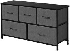 AZL1 Life Concept Extra Wide Dresser Storage Tower With Sturdy Steel Frame, 5 Drawers Of Easy-Pull Fabric Bins, Organizer Unit For Bedroom, Hallway, Entryway, Dark Grey -Songmics Furniture Shop 41IlgOcWYQL. AC