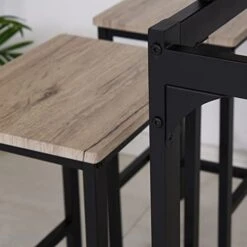 HOMCOM 5 Piece Modern Dining Table And 4 Stools Industrial Dining Set With Footrest & Metal Legs, For Kitchen, Natural -Songmics Furniture Shop 41ImtJ3DFsL