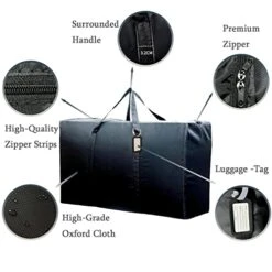 3 Pack Oversized Moving Bags With Zippers & Carrying Handles,Organizer Bag,Carrying Bag,Camping Bag,Heavy Duty Storage Tote For Clothing Storage,College Moving,Moving Supplies(Black) -Songmics Furniture Shop 41InHxgOx2L