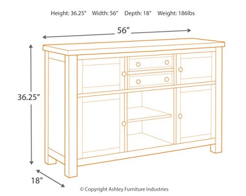 Signature Design By Ashley Moriville Rustic -Dining Room Buffet With 4 Cabinets & Display Shelf, Brown 3 Signature Design By Ashley Moriville Rustic -Dining Room Buffet With 4 Cabinets & Display Shelf, Brown - Image 3