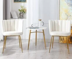 Janoray Velvet Dining Chairs Upholstered Gold Metal Legs Cream Mid Century Modern Accent Chair Set Of 2 For Living Room Kitchen Dining Room, Cream -Songmics Furniture Shop 41IoGcL10oL