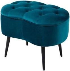 BIRDROCK HOME Tufted Oblong Teal Ottoman – Velvet Foot Stool – Mid Century Modern Steel Legs - Soft Compact Padded Stool - Living Room Or Bedroom – Vanity Chair - Decorative Furniture -Songmics Furniture Shop 41Iql9t6aOL. AC
