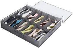 Surblue Under Bed Shoe Storage Organizer Underbed Shoes Closet Storage Solution 2 Metal Zippers And 3 Handles With Clear Cover For Men's And Women's Shoes Fits 24 Pairs Of Shoes， Set Of 2, Grey -Songmics Furniture Shop 41Irgb ocaL. AC