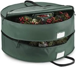 ZOBER Christmas Wreath Storage Container - 24 Inch Wreath Box, Garland Storage - 2 Zippers, Durable Handles - Holiday And Seasonal Wreath Storage Boxes - 2 Pack (Gray) -Songmics Furniture Shop 41Iv2 DLXDL. AC