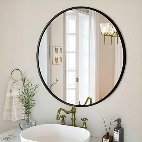 GLSLAND Circle Mirror, Gold Round Wall Mirror 24 Inch, Round Vanity Mirror For Bathrooms, Entryways, Living Rooms And Wall Decor 12 GLSLAND Circle Mirror, Gold Round Wall Mirror 24 Inch, Round Vanity Mirror For Bathrooms, Entryways, Living Rooms And Wall Decor - Image 12