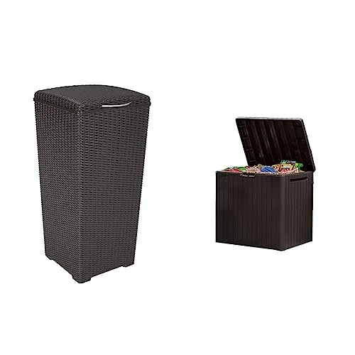 Keter Pacific 33 Gallon Resin Rattan Large Outdoor Trash Can With Lid – Perfect For Backyard Hosting, Patio And Kitchen Use, Brown 8 Keter Pacific 33 Gallon Resin Rattan Large Outdoor Trash Can With Lid – Perfect For Backyard Hosting, Patio And Kitchen Use, Brown - Image 8