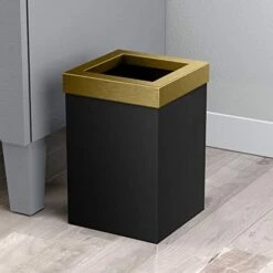 Gatco 1915, Modern Square Stainless Steel Waste Basket, Matte Black, 3.2 Gallons -Songmics Furniture Shop 41J k1uaMeL