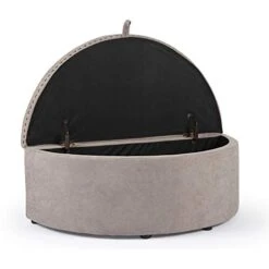 NOBPEINT Half Moon Modern Storage Ottoman Bench, Upholstered Bed End Bench Storage Chest, Gray -Songmics Furniture Shop 41J7jMuBHuL