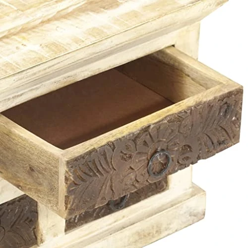 BDBHAVB Dining Sideboard, Multifunctional Sideboard, Sideboard, Easy To Assemble Suitable For Living Room, Bedroom, Study White 25.6"x11.8"x29.5" Solid Mango Wood 4 BDBHAVB Dining Sideboard, Multifunctional Sideboard, Sideboard, Easy To Assemble Suitable For Living Room, Bedroom, Study White 25.6"x11.8"x29.5" Solid Mango Wood - Image 4