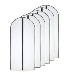 HomeClean Garment Bag (Set Of 6) Black Side Breathable Clear Full Zipper Bags For Clothes Storage (24'' X 40'', Black)