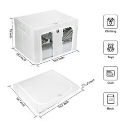 Elegeet 3Pack 66L Storage Bins With Metal Frame - Foldable Linen Fabric Storage Box With Handles And Transparent Window Closet Organizers And Storage(Grey 12 Elegeet 3Pack 66L Storage Bins With Metal Frame - Foldable Linen Fabric Storage Box With Handles And Transparent Window Closet Organizers And Storage(Grey -Songmics Furniture Shop 41JEkx9af2L
