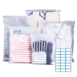 20 Pcs Resealable Travel Storage Bags, Plastic Ziplock Hospital Bag Frosted Packing Seal Shoe Pouch Waterproof Luggage Organiser For Clothes, Travel Essentials, Toiletries, Cosmetics (5 Size)