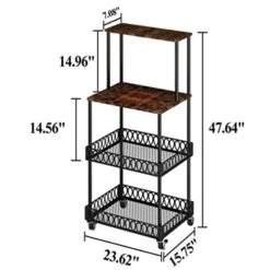 Four Layer Kitchen Baker Rack, Vertical Microwave Oven Rack, Kitchen Storage Rack With Wheels, Suitable For Kitchens And Restaurants