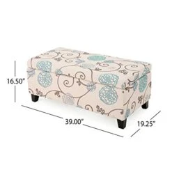Christopher Knight Home Breanna Fabric Storage Ottoman, White And Blue Floral -Songmics Furniture Shop 41JNtm4QjBL