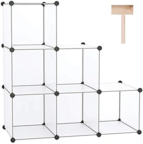 C&AHOME Cube Storage Organizer, 6-Cube Shelves Units, Closet Cabinet, DIY Plastic Modular Book Shelf, Ideal For Bedroom, Living Room, Office, 36.6" L X 12.4" W X 36.6" H Milky UPCS06M 11 C&AHOME Cube Storage Organizer, 6-Cube Shelves Units, Closet Cabinet, DIY Plastic Modular Book Shelf, Ideal For Bedroom, Living Room, Office, 36.6" L X 12.4" W X 36.6" H Milky UPCS06M - Image 11