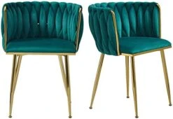 Tsuysi Velvet Dining Chairs Set Of 4, Modern Dining Chair With Golden Metal Legs, Woven Upholstered Dining Chairs For Dining Room, Kitchen, Vanity, Living Room (Beige) -Songmics Furniture Shop 41JSLuGP31L. AC