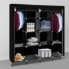 WEI WEI GLOBAL 4-Tier Portable Wardrobe Closet, Clothes Storage Organizer With Non-Woven Fabric, Hanging Rod And 12 Shelves, High Foot, 71" High, Black