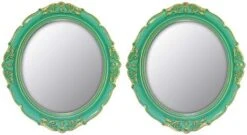 YCHMIR Decorative Mirror Vintage Mirror Hanging Mirror 14.8 X 13.1 Inchs Oval Mirror Green -Songmics Furniture Shop 41JbvkN943L. AC