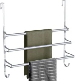 CANYAVE Over The Door Towel Rack, Triple Towel Storage Holder With Hooks, 19.68 Inches Towel Bar Hanger Towel Racks For Bathroom (Silver) -Songmics Furniture Shop 41JfpX0WCaL. AC