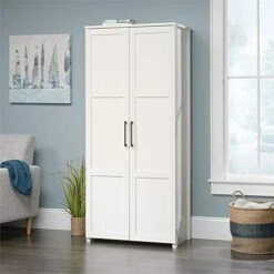 Pemberly Row 30" W Pantry Storage Cabinet With Doors And Shelves In White