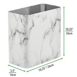 MDesign Small Rectangular Steel Trash Can, Narrow Wastebasket, Slim Garbage Container Bin, 2.4 Gallon For Bathroom, Bedroom, Kitchen, Home Office, Dorm, Recycling Waste Basket - Marble Print, Pack Of 1 17 MDesign Small Rectangular Steel Trash Can, Narrow Wastebasket, Slim Garbage Container Bin, 2.4 Gallon For Bathroom, Bedroom, Kitchen, Home Office, Dorm, Recycling Waste Basket - Marble Print, Pack Of 1 -Songmics Furniture Shop 41JjYhyIwPL
