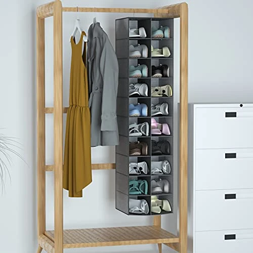 Libeder Hanging Shoe Organizer For Closet, Hanging Closet Organizers 20 Section Shoe Shelves, Space Saving Shoe Holder & Storage, Grey, 12''W×12''Dx 50''H 3 Libeder Hanging Shoe Organizer For Closet, Hanging Closet Organizers 20 Section Shoe Shelves, Space Saving Shoe Holder & Storage, Grey, 12''W×12''Dx 50''H - Image 3