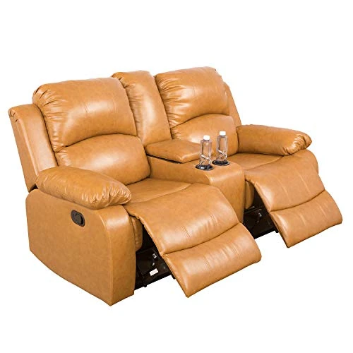 A Ainehome Sectional Recliner Sofa Set Bonded Leather 3 PCS Motion Sofa Loveseat Recliner Couch Manual Reclining Chair With Drop Down Table & Central Console For Living Room (Ginger,3 Piece Set) 6 A Ainehome Sectional Recliner Sofa Set Bonded Leather 3 PCS Motion Sofa Loveseat Recliner Couch Manual Reclining Chair With Drop Down Table & Central Console For Living Room (Ginger,3 Piece Set) - Image 6