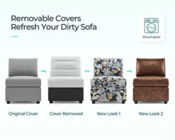 LINSY HOME Modular Sectional Sofa, Convertible U Shaped Sofa Couch With Storage, Memory Foam, Modular Sectionals With Ottomans, 6 Seat Sofa Set With Chaise For Living Room, Grey -Songmics Furniture Shop 41JqU9oDCRL