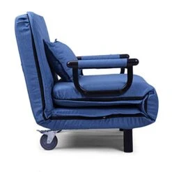 BWM.Co Upholstered Convertible Sofa Folding Chair, Lazy Bed Lounge Recliner 5 Position Lounge Couch W/Pillow - Blue -Songmics Furniture Shop 41JrhkRPccL