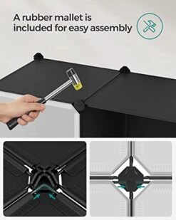 SONGMICS Cube Storage Organzier Portable Wardrobe Closet, 12 Cubes DIY Plastic Armoire Cabinet Modular Shelves Unit With Doors And Hanging Rods For Bedroom, Black ULPC301B01 -Songmics Furniture Shop 41JtRwvIbXL