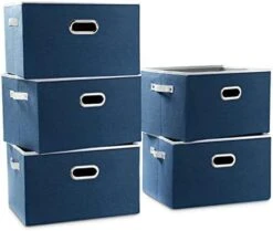 PRANDOM Larger Collapsible Storage Bins For Closet [3-Pack] Decorative Linen Fabric Storage Baskets Cubes With Leather/Metal Handles For Living Room Black (17.3x12.2x10.4 Inch) -Songmics Furniture Shop 41JvCHjCkcL. AC