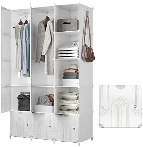 JOISCOPE Portable Closet For Hanging Clothes, Combination Armoire, Modular Cabinet For Space Saving, Ideal Storage Organizer Cube For Books, Toys, 8 Cubes 10 JOISCOPE Portable Closet For Hanging Clothes, Combination Armoire, Modular Cabinet For Space Saving, Ideal Storage Organizer Cube For Books, Toys, 8 Cubes - Image 10