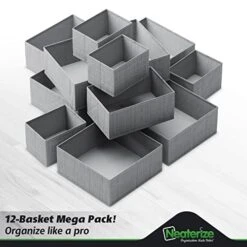 NEATERIZE Drawer Organizer For Clothing (Set Of 12) - Closet Organizer And Storage Divider Baskets For Clothes Dresser, Makeup, Bathroom | Organize Underwear, Socks, Bra, & Tie’s (Grey) 13 NEATERIZE Drawer Organizer For Clothing (Set Of 12) - Closet Organizer And Storage Divider Baskets For Clothes Dresser, Makeup, Bathroom | Organize Underwear, Socks, Bra, & Tie’s (Grey) -Songmics Furniture Shop 41JxjVnOckL