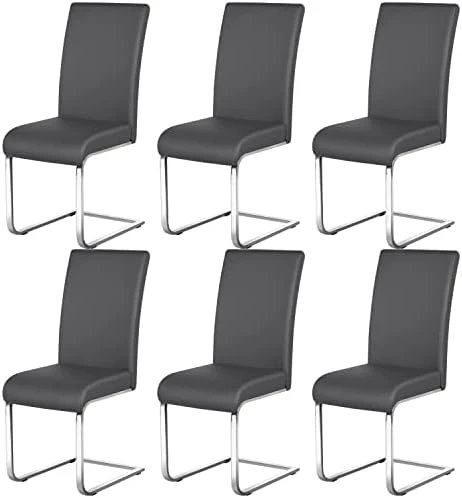 Yaheetech 6PCS Dining Chairs Armless Side Chairs Modern Kitchen Chairs With Faux Leather Seat, Metal Legs And High Back For Dining Room, Kitchen, Living Room, White 8 Yaheetech 6PCS Dining Chairs Armless Side Chairs Modern Kitchen Chairs With Faux Leather Seat, Metal Legs And High Back For Dining Room, Kitchen, Living Room, White - Image 8