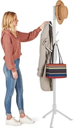 ZOBER Coat Rack Freestanding - Wooden 6 Hanger Clothing Rack With Modern Hooks For Bag, Hat, Jacket, Purse, Umbrella - Standing Hat Rack Coat Hanger For Entryway - Black -Songmics Furniture Shop 41K3jEhI0YL. AC